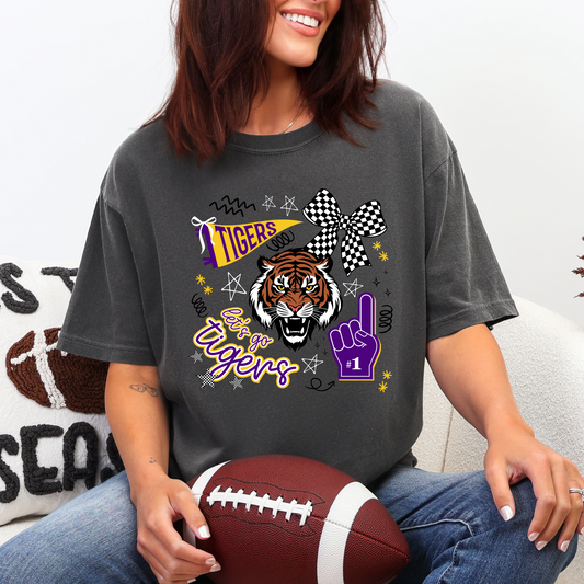 Purple and Gold Spirited Collage Shirt
