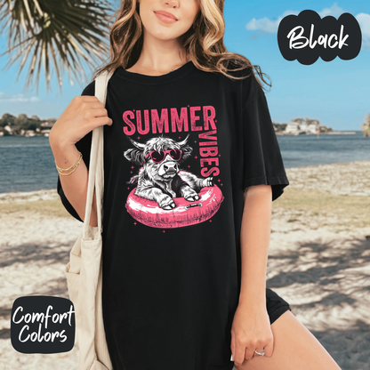 Summer Vibes Highland Cow Comfort Colors T-Shirt