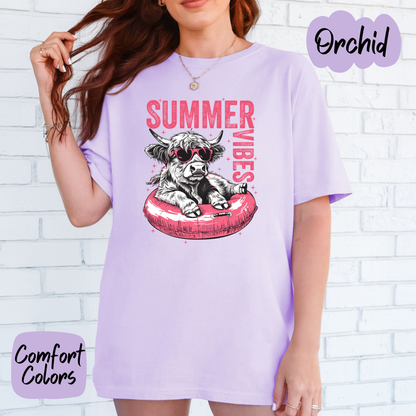 Summer Vibes Highland Cow Comfort Colors T-Shirt