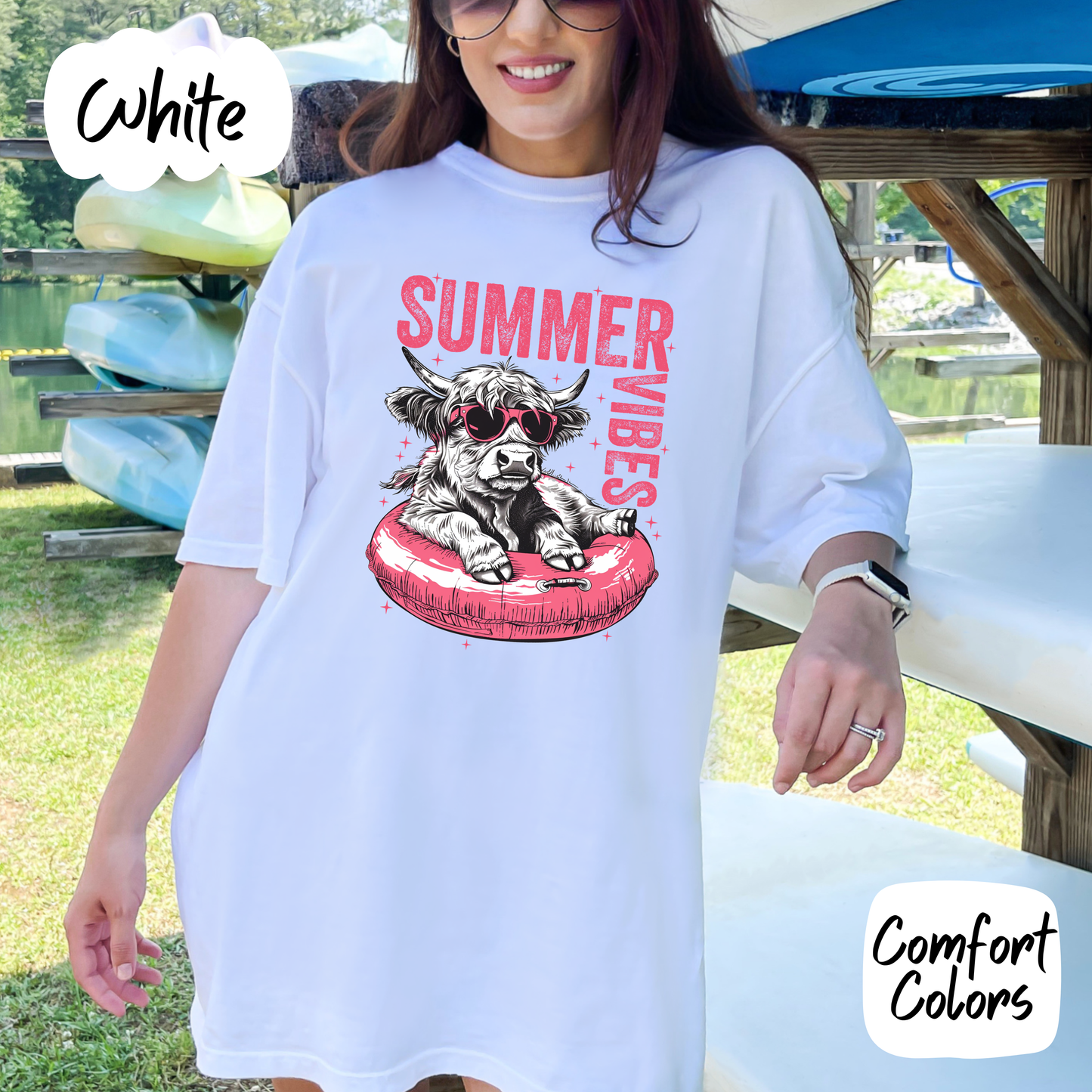 Summer Vibes Highland Cow Comfort Colors T-Shirt