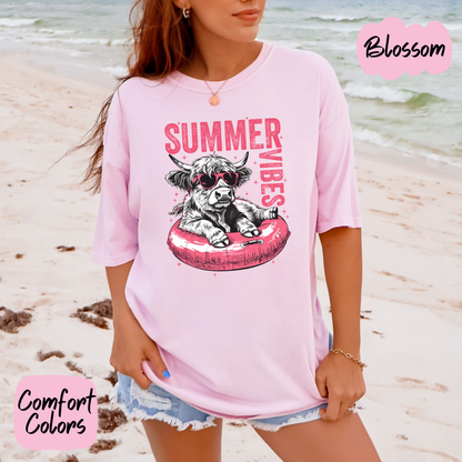 Summer Vibes Highland Cow Comfort Colors T-Shirt