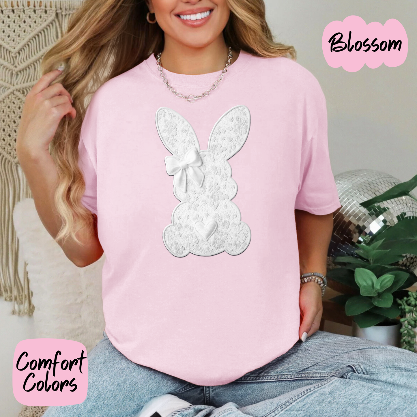 White Lace Bunny Shirt/Crewneck