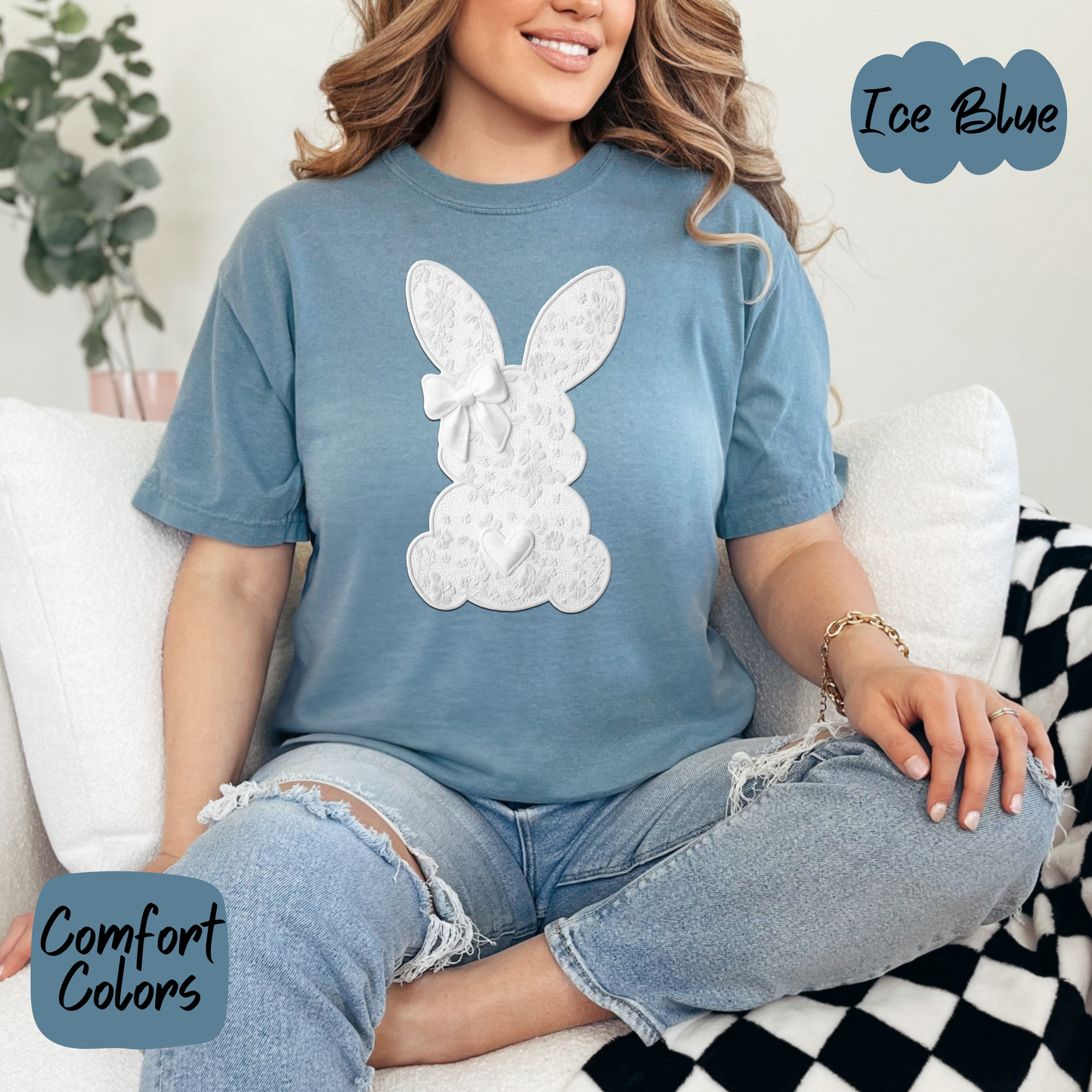 White Lace Bunny Shirt/Crewneck