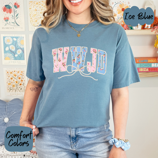 Faux Pearl WWJD Comfort Colors T-Shirt